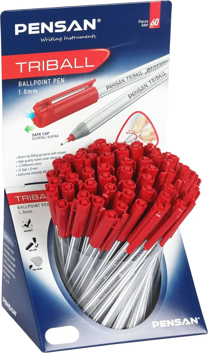 Pensan Trıball Tükenmez Kalem Kırmızı 60 Lı Stand