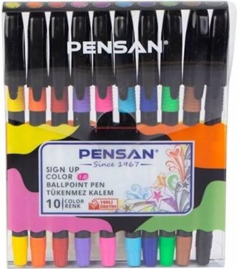 Pensan Tükenmez Kalem Sign Up 1 mm Renkli 10'lu