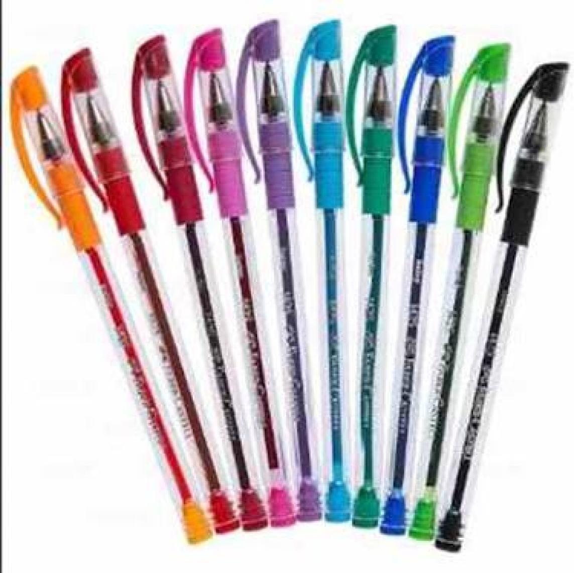 Faber-Castell 10'lu Tükenmez Kalem Seti - Karışık Renkler, 0,7 mm Uç, Ergonomik Tutuş, Şeffaf Gövde, Çizgili Desen