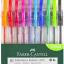 Faber-Castell 10'lu Tükenmez Kalem Seti - Karışık Renkler, 0,7 mm Uç, Ergonomik Tutuş, Şeffaf Gövde, Çizgili Desen
