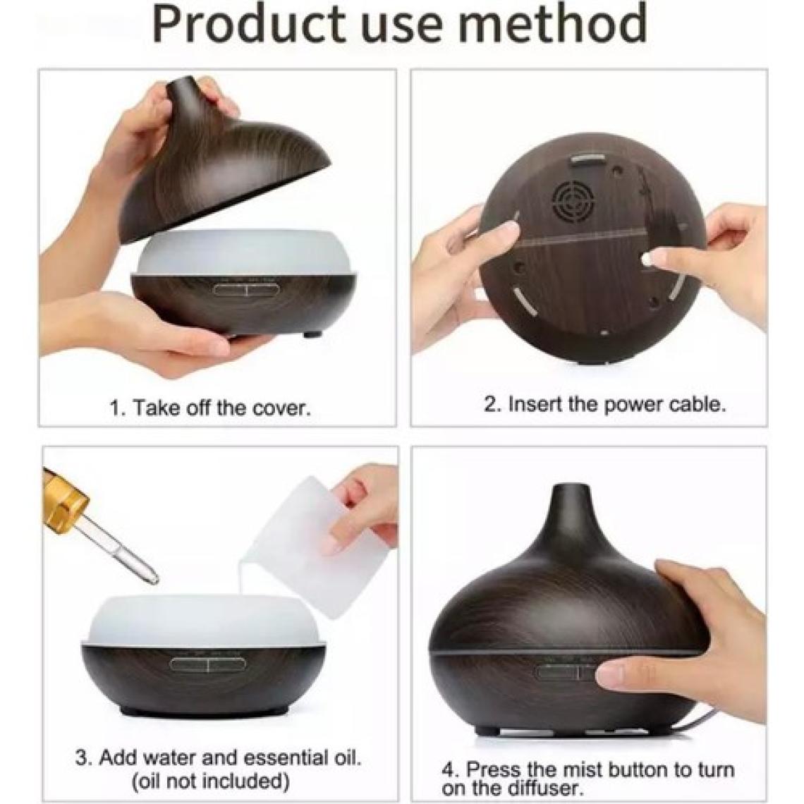 Mi7a Ultrasonik Hava Nemlendirici Uçucu Yağ Difüzör 550 ml Kumandalı Buhar Makinası ve Aroma Difüzörü