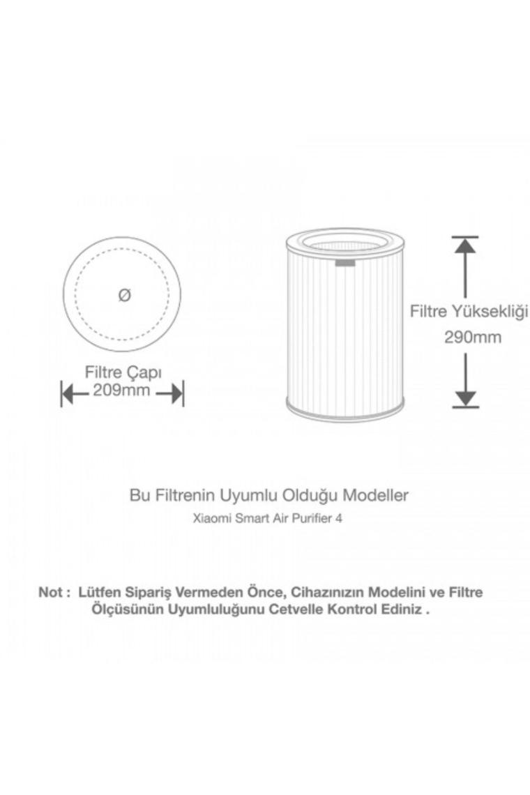 Purmed Xiaomi Smart Air Purifier 4 Lite Uyumlu Hepa + Aktif Karbon Gri Filtre