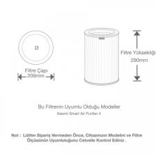 Purmed Xiaomi Smart Air Purifier 4 Lite Uyumlu Hepa + Aktif Karbon Gri Filtre