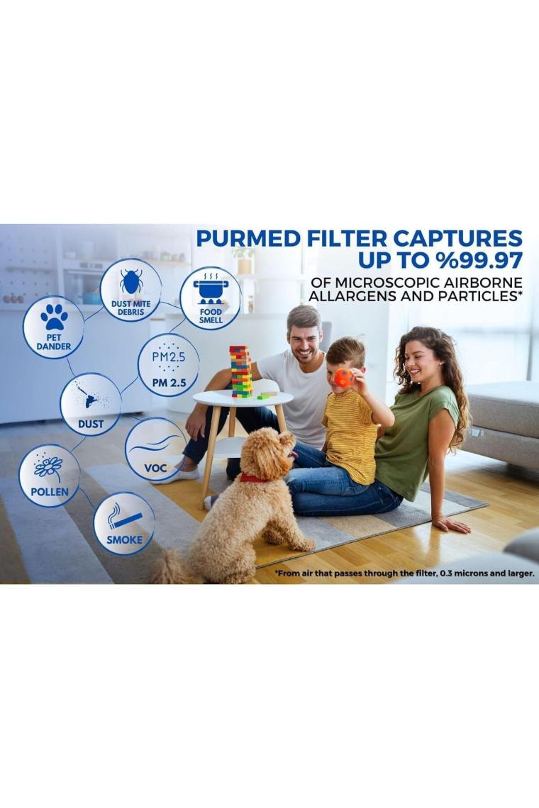 Purmed Xiaomi Smart Air Purifier 4 Lite Uyumlu Hepa + Aktif Karbon Gri Filtre
