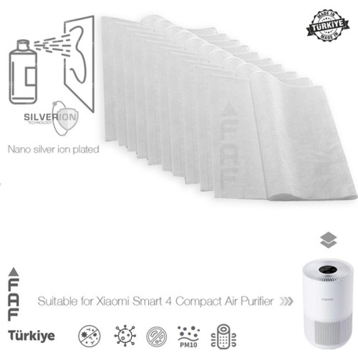 Faf 10 Adet Xiaomi Smart Air Purifier 4 Compakt  EU Uyumlu Gümüş İyonlu Elektrostatik Toz Tutucu Ön Filtre