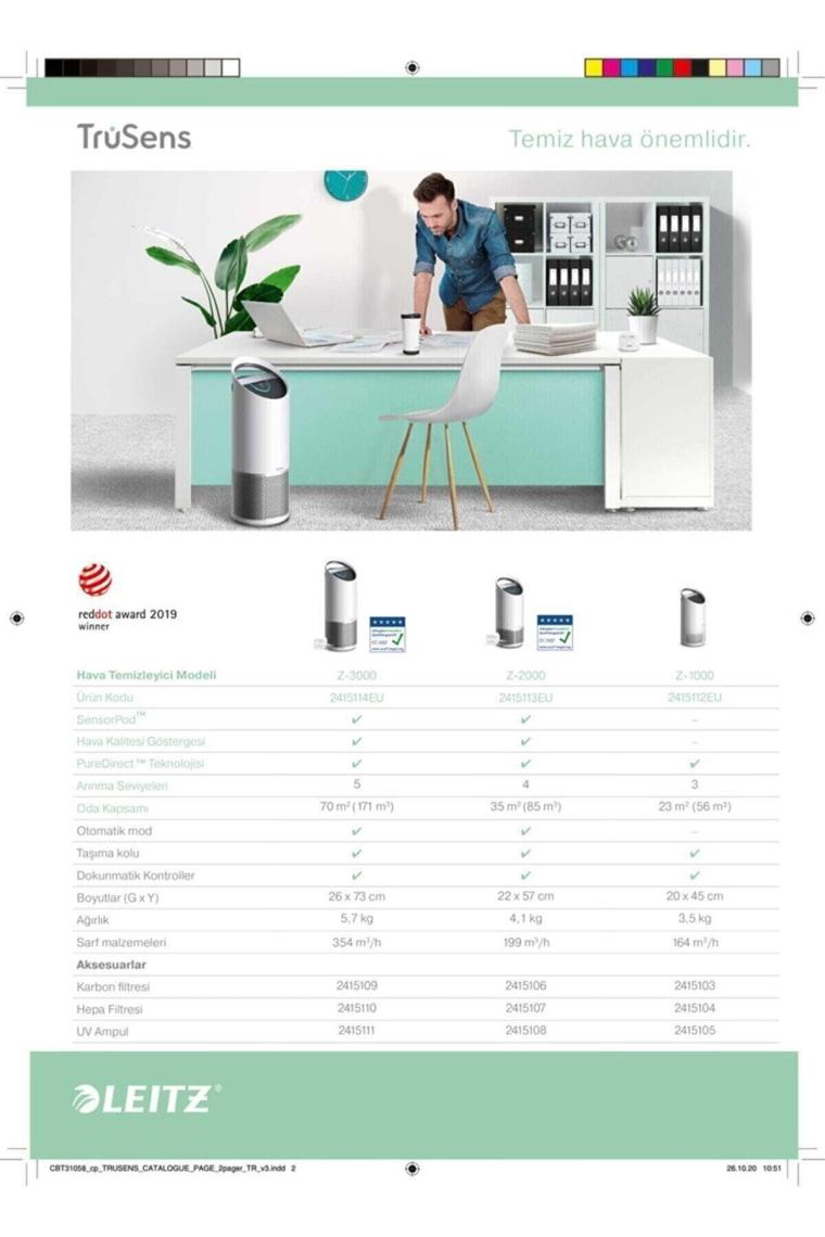 Leitz TruSen Z-3000 SensorPod Hava Temizleme Makinesi Hava Kalitesi Monitörlü - Beyaz