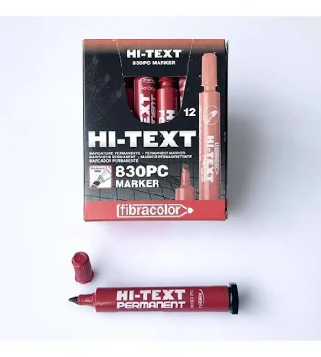Hi-Text Markör Kesik Uçlu Kırmızı 830PC