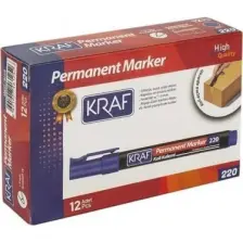 Kraf 220 Mavi Yuvarlak Uç Permanent Koli Kalemi 12'li
