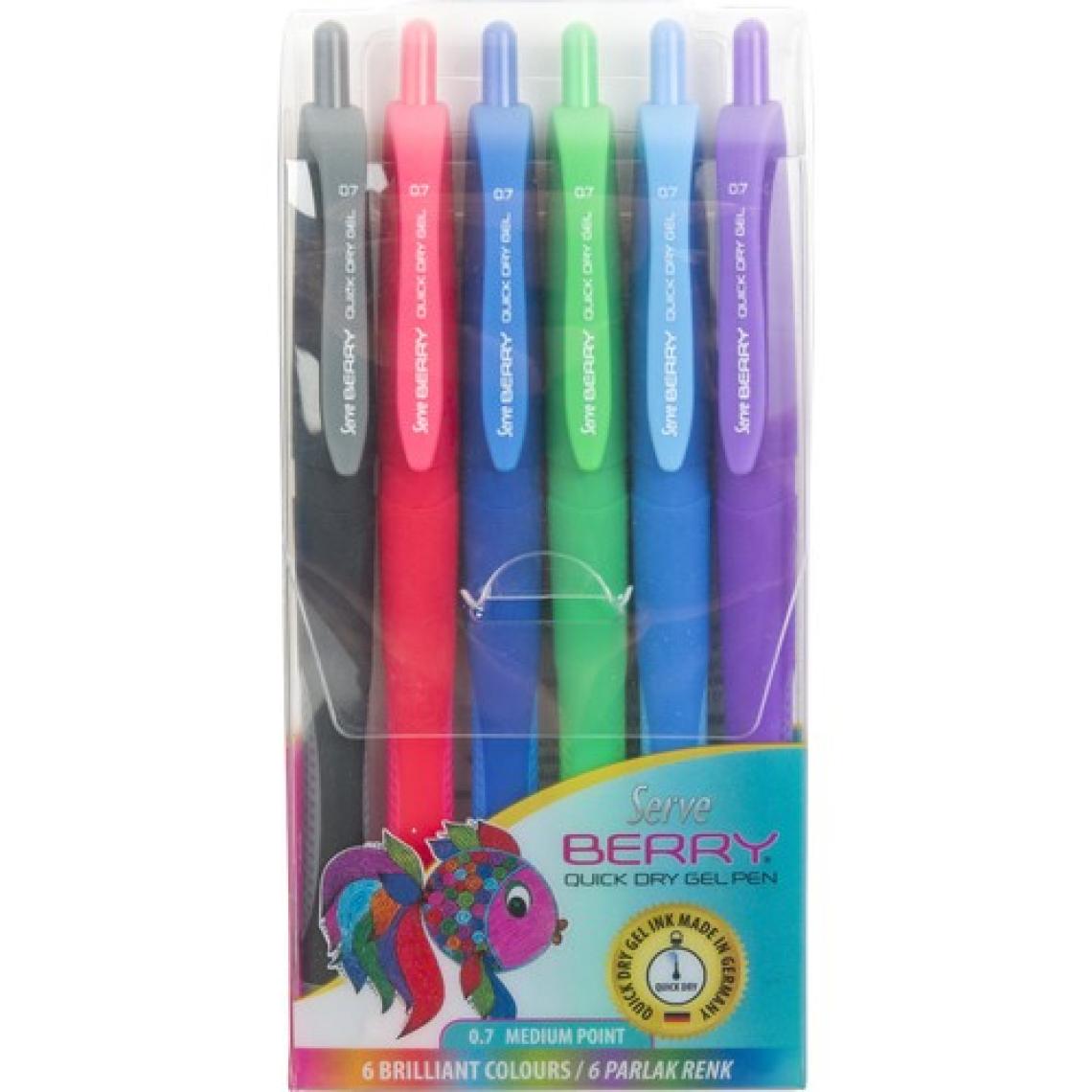 Serve Berry Jel Kalem 07 mm Karma Blister 6'lı