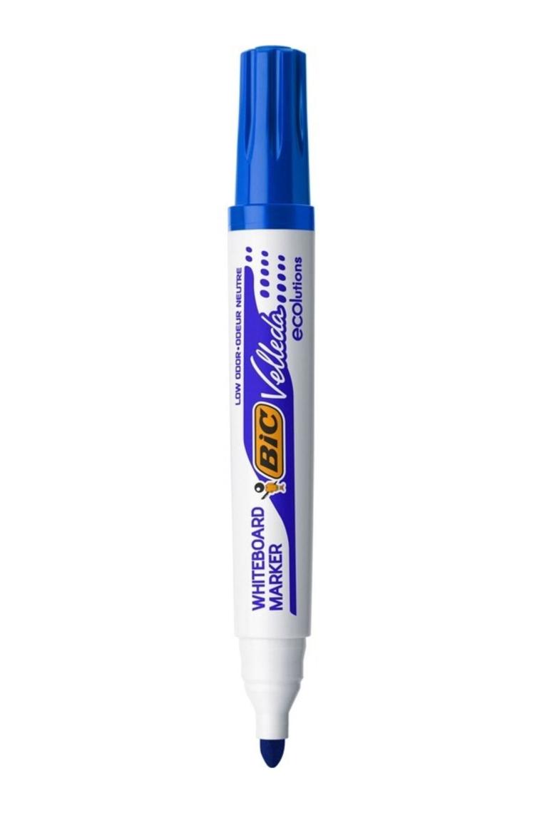 Bic Velleda 1701 Eco Yuvarlak Uçlu Beyaz Tahta Kalemi, Siyah 12'li Kutu