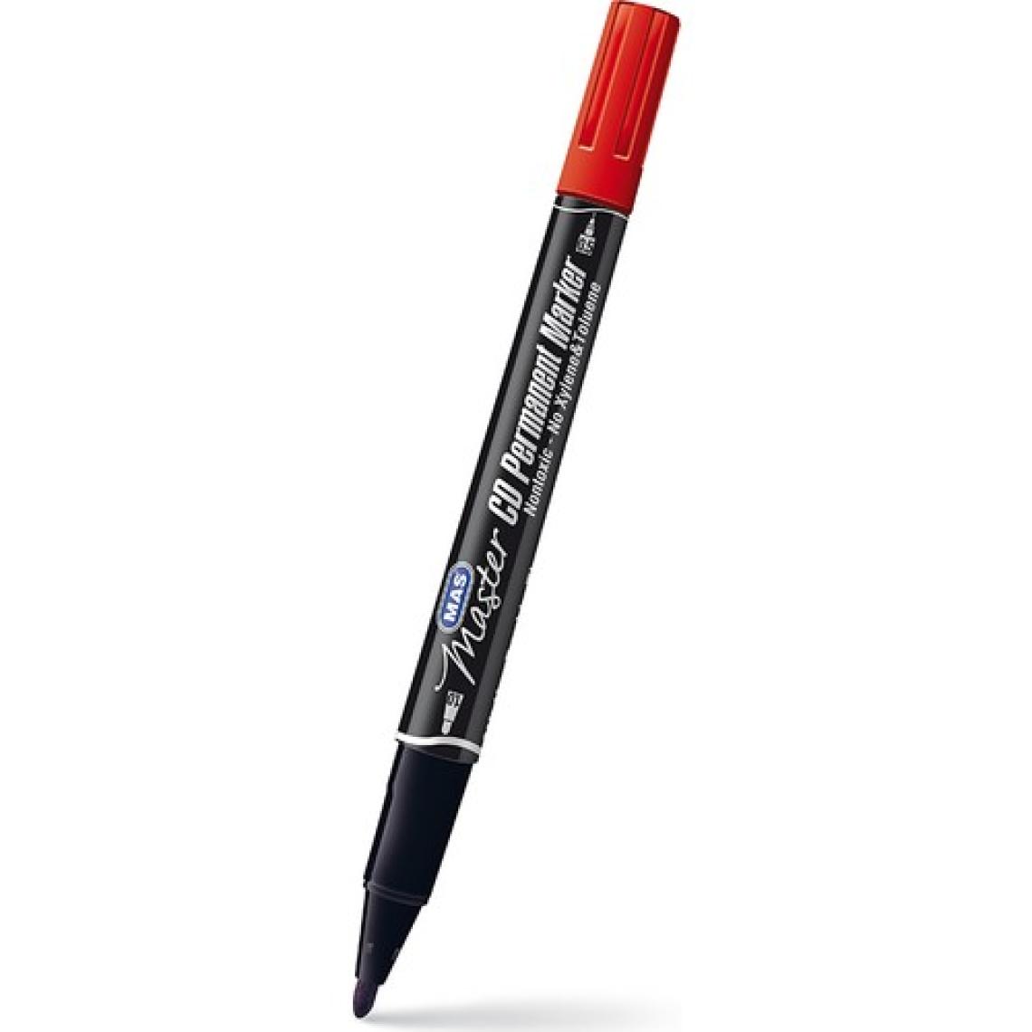 Mas Master 6414 Çift Uçlu Permanent Markör  0,5 mm 1,0 mm Kırmızı