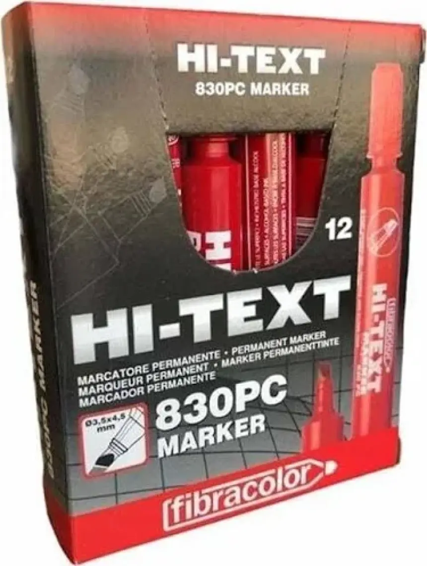 Hi-Text Markör Kesik Uçlu Kırmızı 830PC