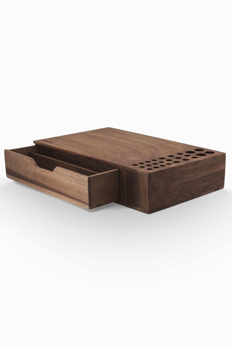 Woodsaka Reka Çekmeceli Kalemlik Organizer - Ceviz Ağacından