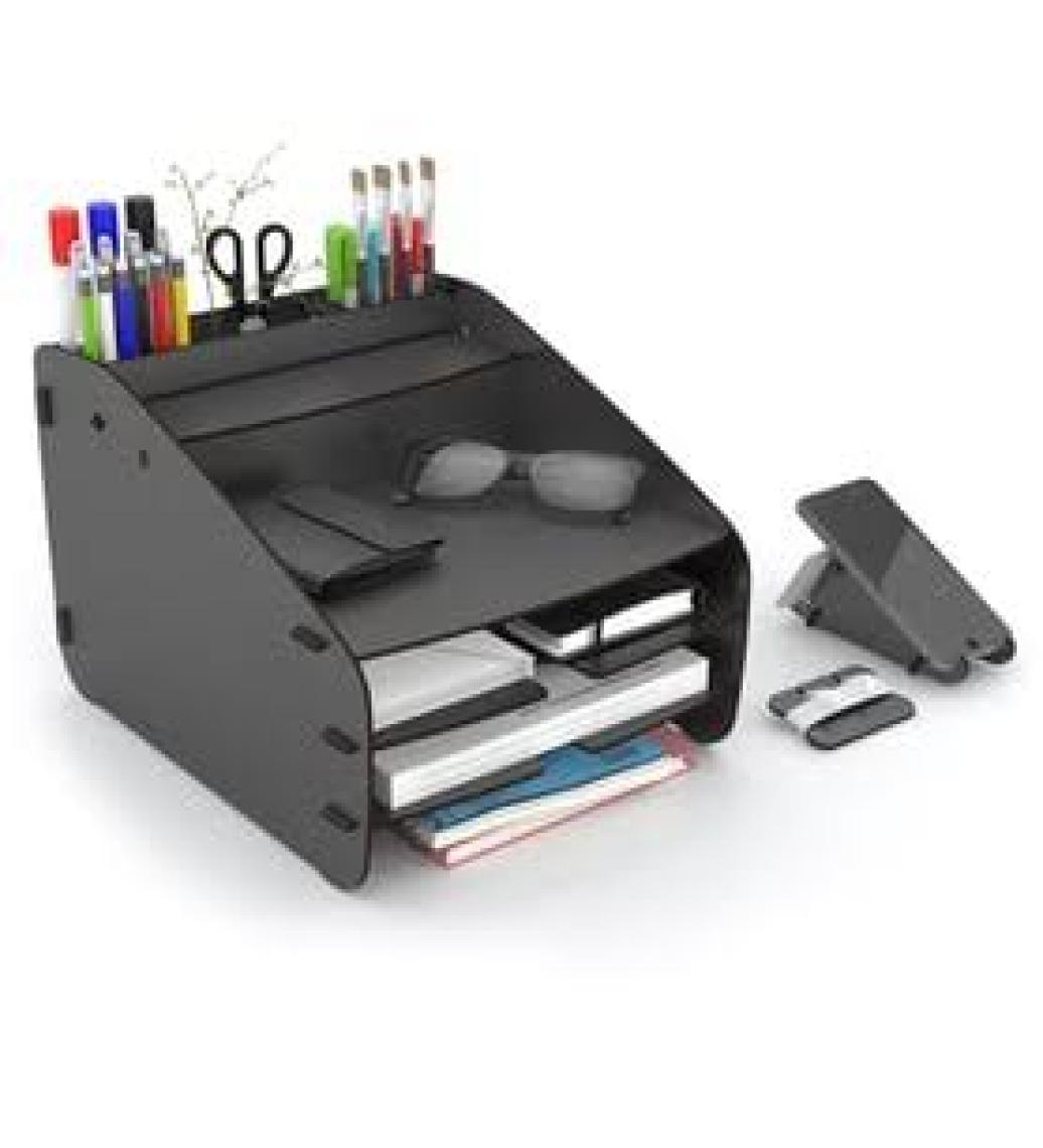 Design OTTO Medium Modest - 6 Renk - A4 Evrak Rafı Masaüstü Organizer Düzenleyici Siyah