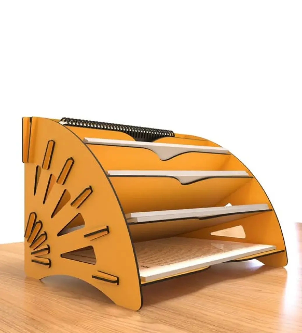 Kuk Design Delcia Modern Pratik Ofis Masaüstü Organizer Düzenleyici A4 Evrak Açık Sarı