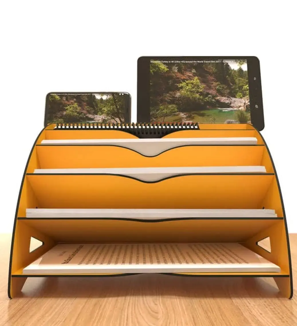 Kuk Design Delcia Modern Pratik Ofis Masaüstü Organizer Düzenleyici A4 Evrak Açık Sarı