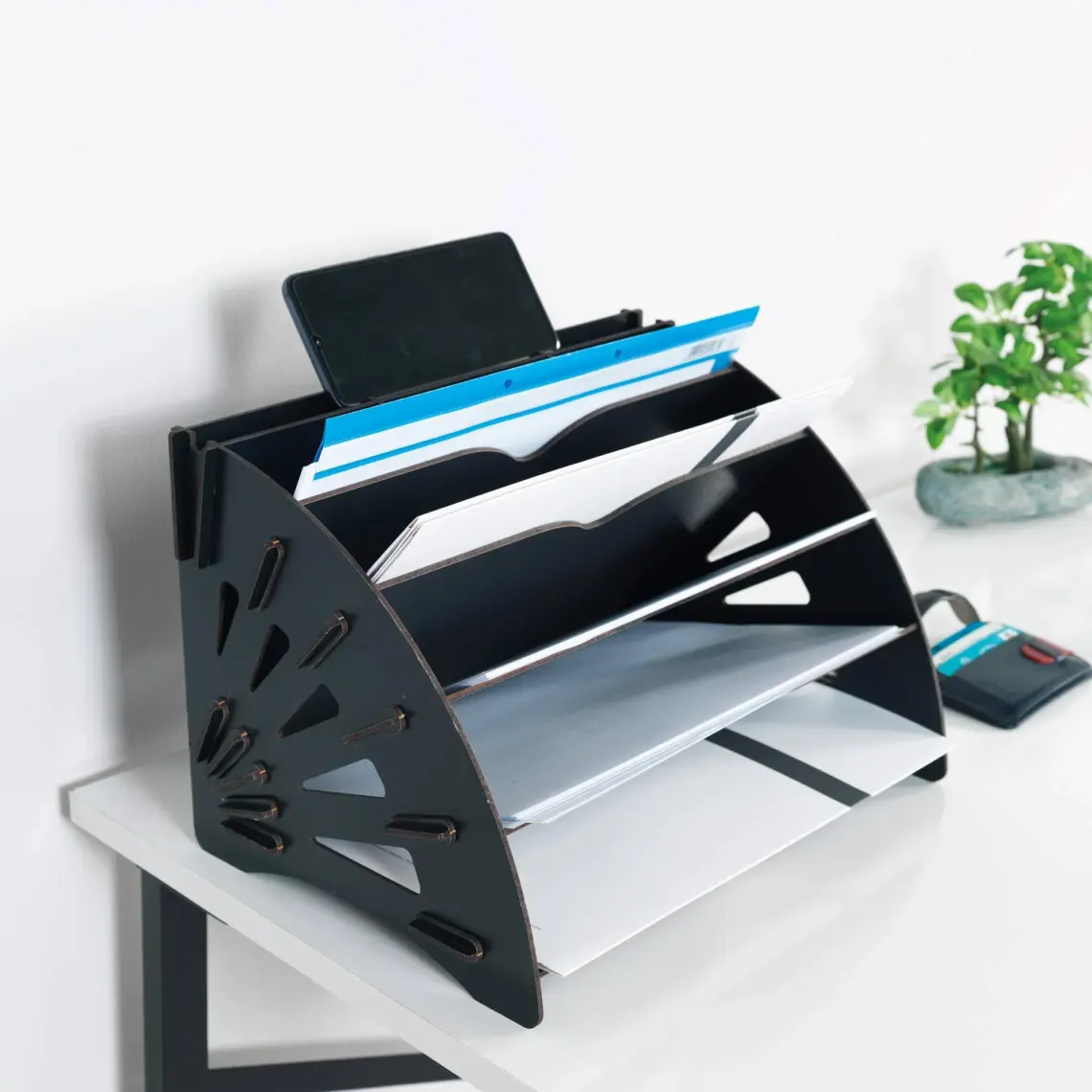 Kuk Design Delcia Modern Pratik Ofis Masaüstü Organizer Düzenleyici A4 Evrak Açık Sarı