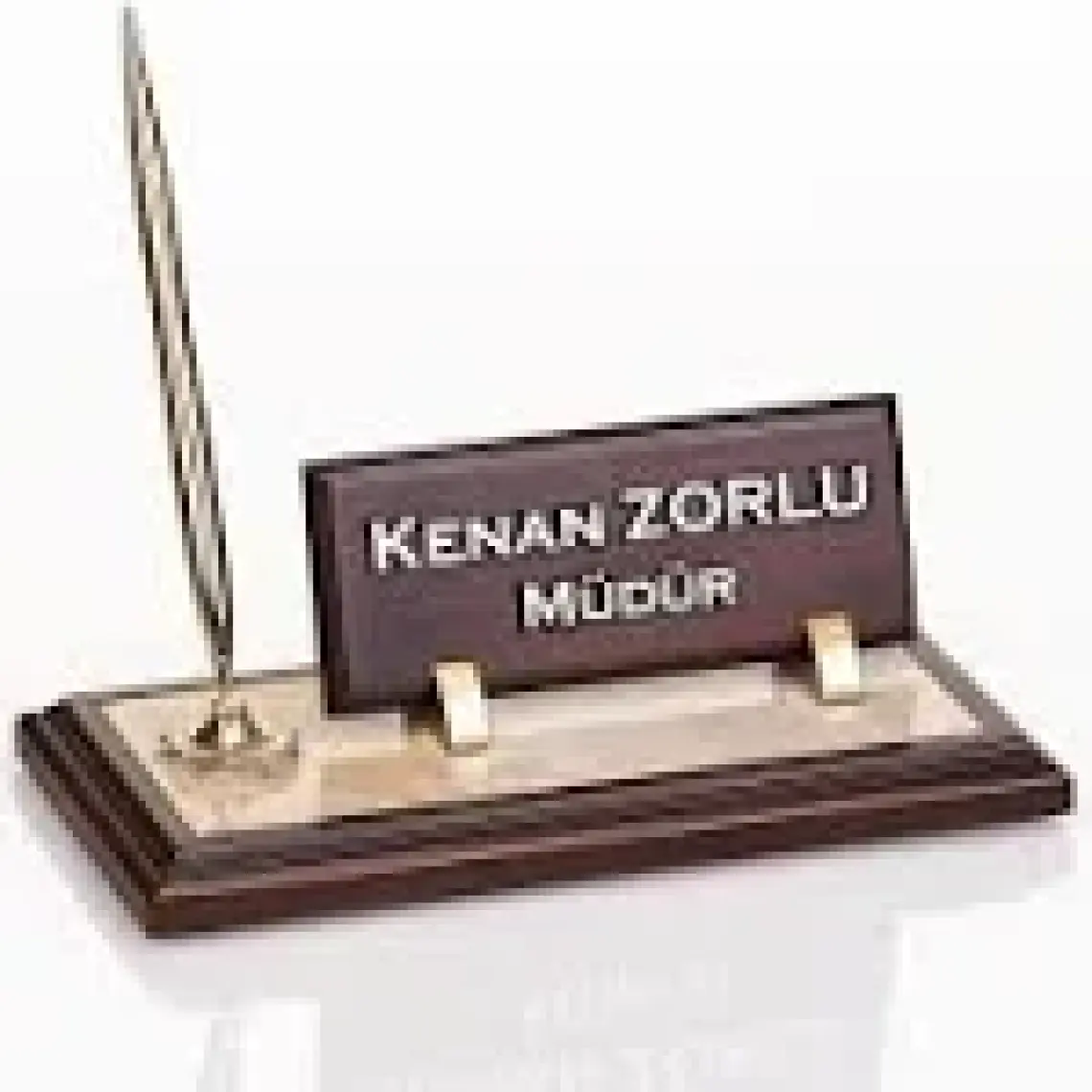 İsimlik Sepeti Kişiye Özel Mermer Zeminli Ahşap Masa İsimliği Tek Kalemli Masa İsimlik
