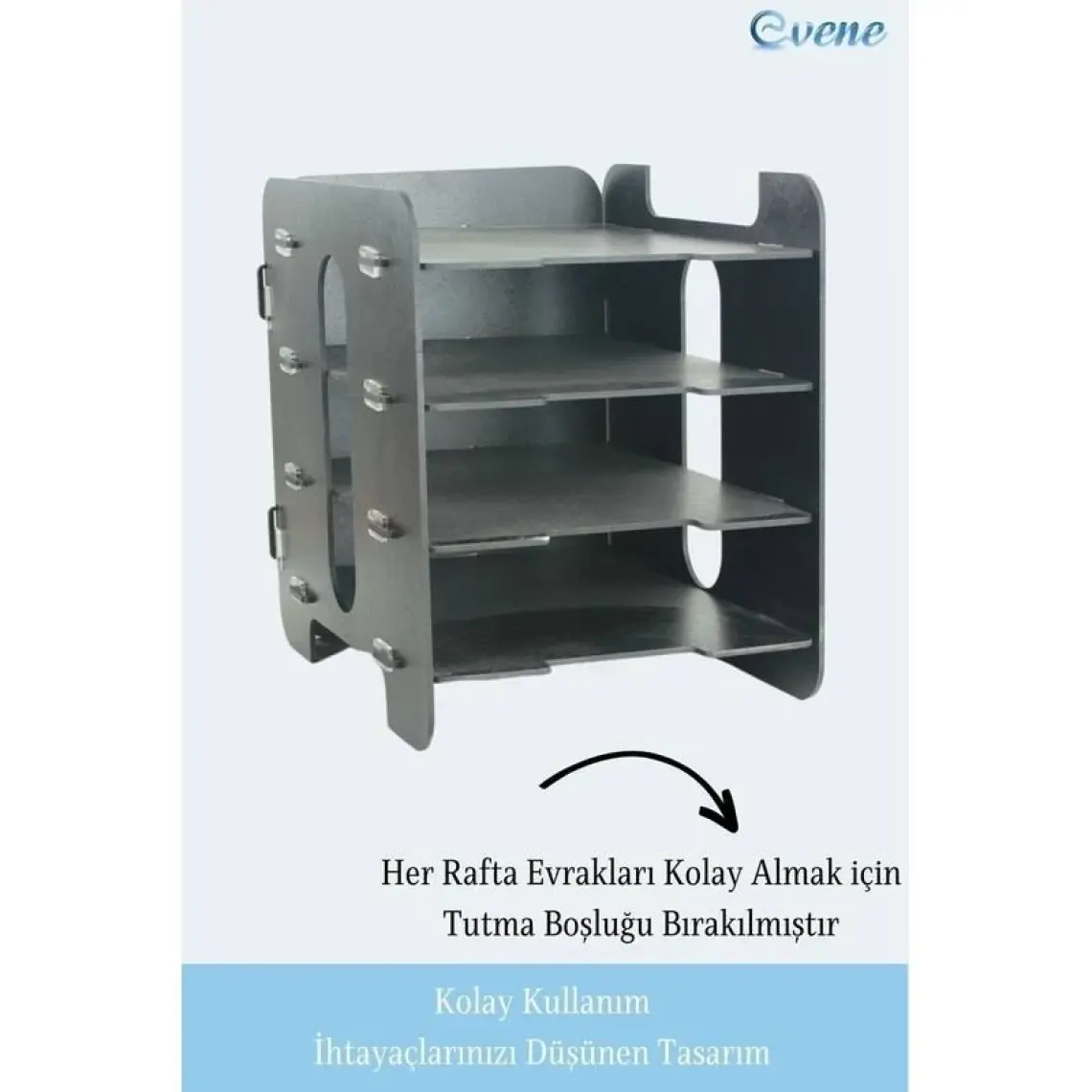 Evene Dosya Düzenleyici Masa Üstü Organizer Ahşap Evrak Raflı Model 1