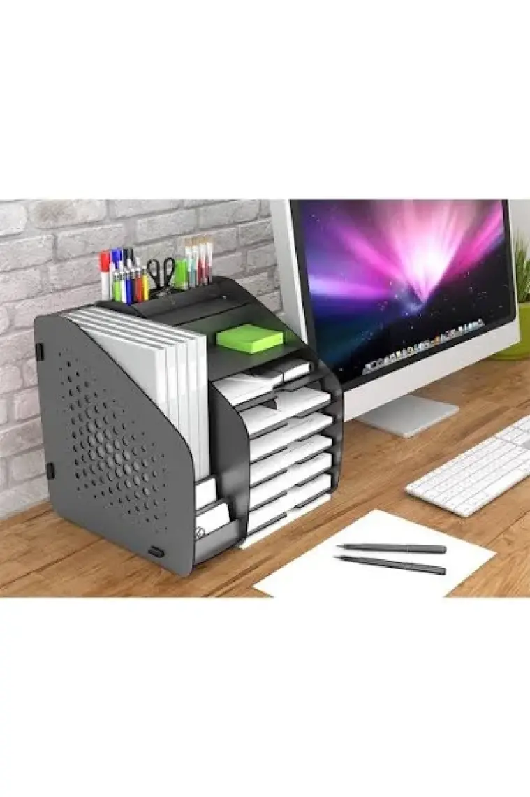 Design Otto Fx XL Hexa A4 Evrak Rafı Masaüstü Organizer Siyah