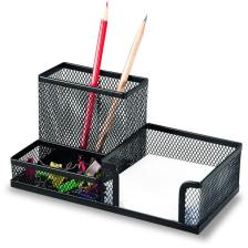 Metal Masa Seti 3 Gözlü Organizer (MASA ÜSTÜ KALEMLİK NOTLUK SETİ) Siyah F0070 P.s