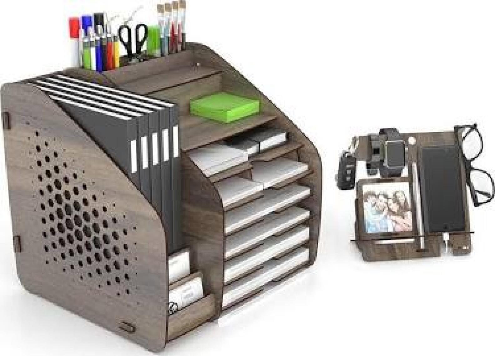 Design Otto Fx XL Hexa A4 Evrak Rafı Masaüstü Organizer Ceviz