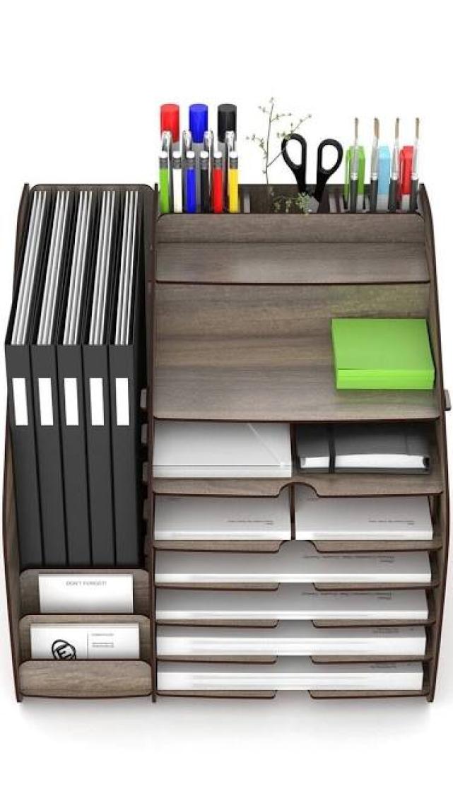 Design Otto Fx XL Hexa A4 Evrak Rafı Masaüstü Organizer Ceviz