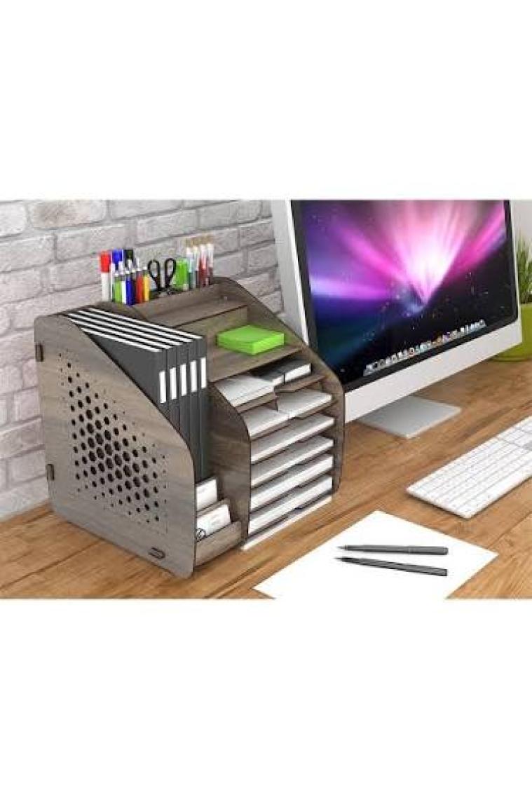 Design Otto Fx XL Hexa A4 Evrak Rafı Masaüstü Organizer Ceviz