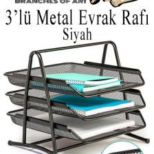 Metal Evrak Rafı 3 lü 1 Paket Masa Üstü A4 Dosya Düzenleyici Kağıt Tepsisi Fileli Üç Katlı Hareketli