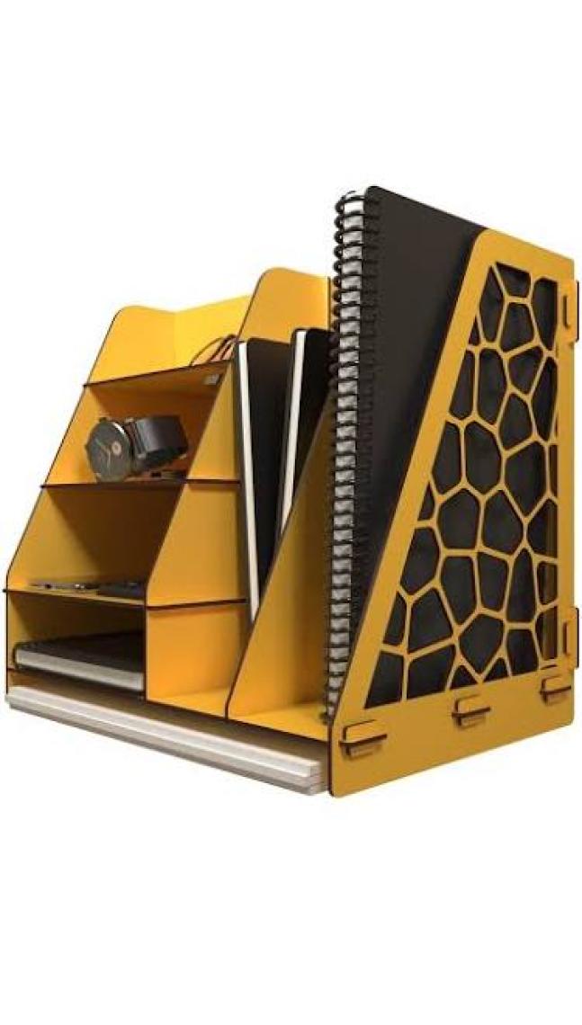Kuk Design Voronoi Masaüstü Organizer Düzenleyici A4 Evrak Rafı Açık Sarı