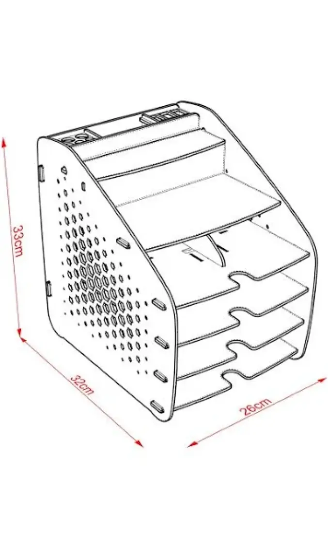 Mingitav Design Otto Fx Large Hexa 6 Renk A4 Evrak Rafı Masaüstü Organizer Siyah
