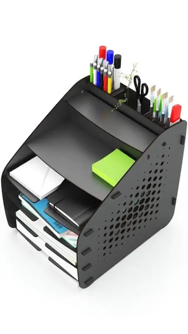 Mingitav Design Otto Fx Large Hexa 6 Renk A4 Evrak Rafı Masaüstü Organizer Siyah