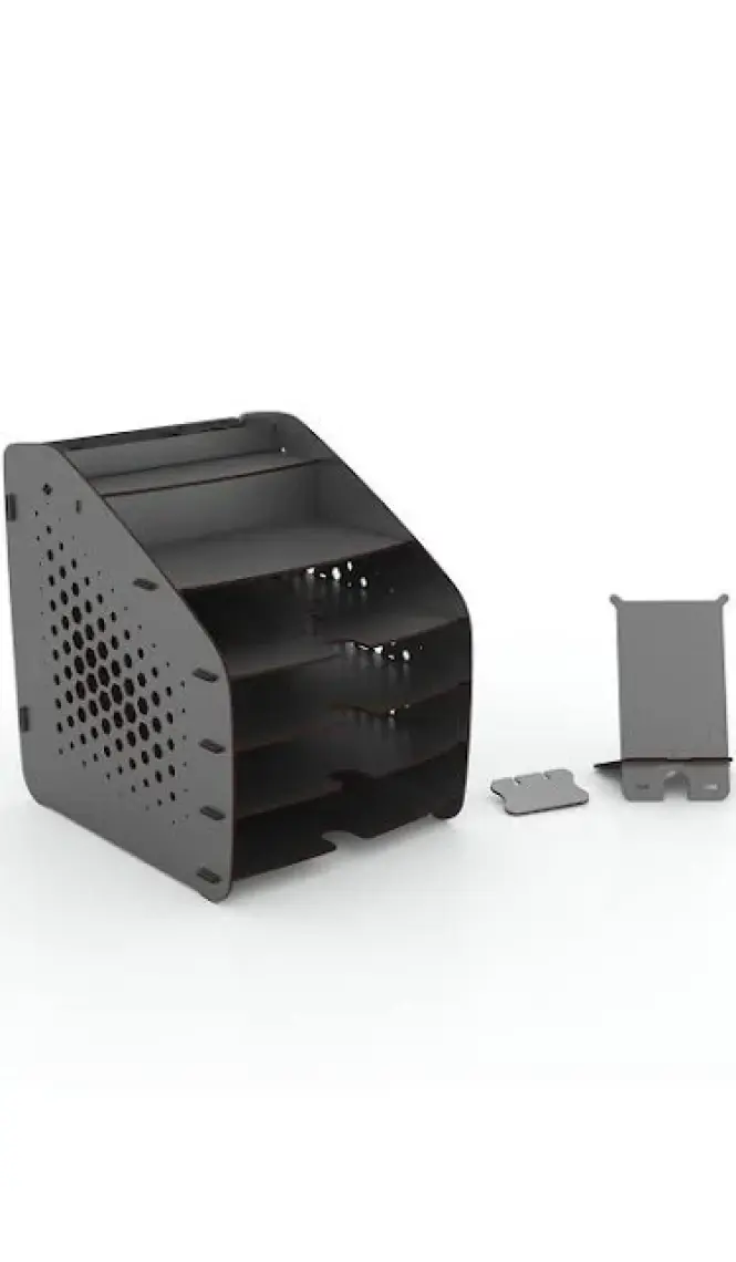 Mingitav Design Otto Fx Large Hexa 6 Renk A4 Evrak Rafı Masaüstü Organizer Siyah