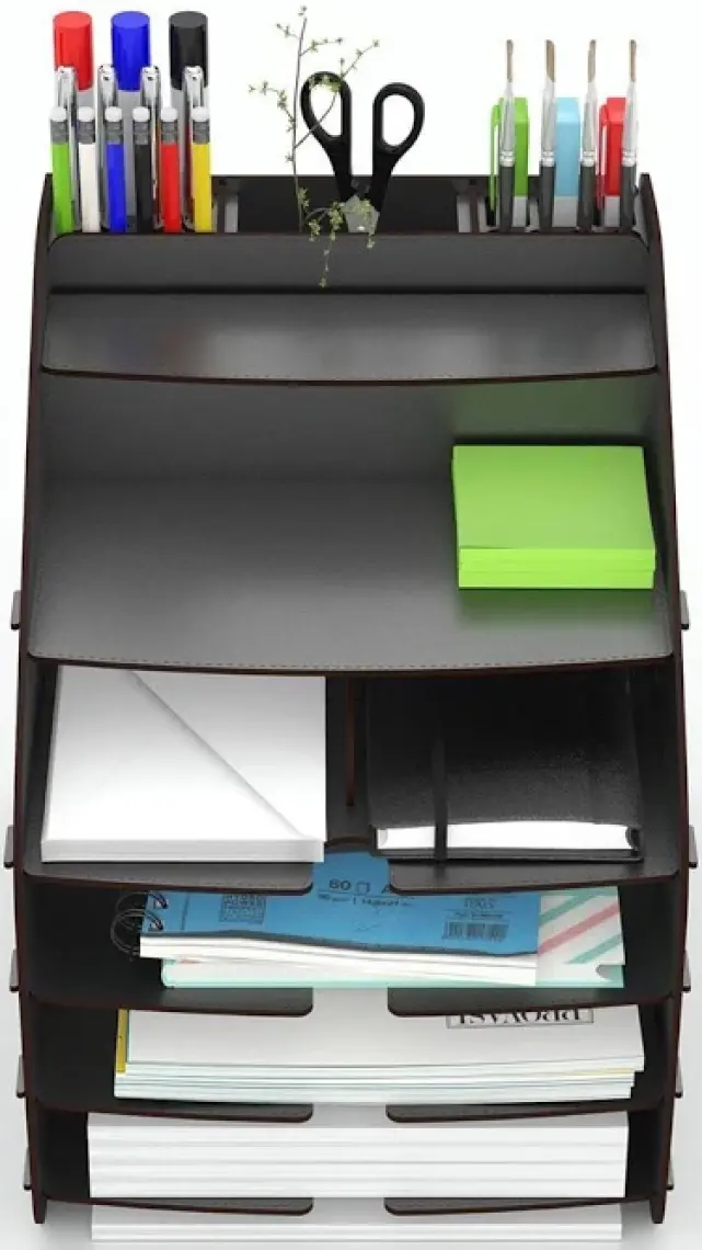 Mingitav Design Otto Fx Large Hexa 6 Renk A4 Evrak Rafı Masaüstü Organizer Siyah