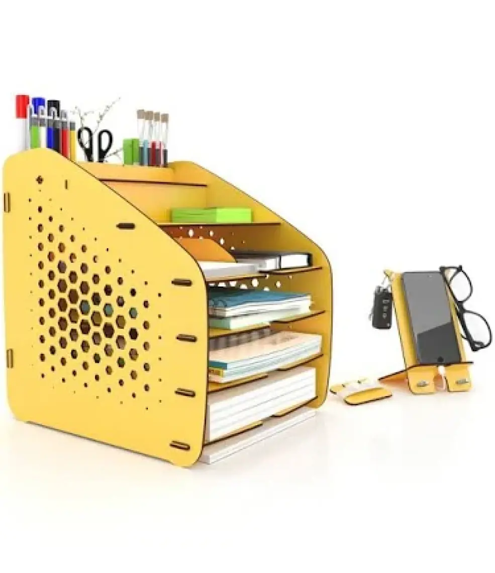 Mingitav Design Otto Fx Large Hexa 6 Renk A4 Evrak Rafı Masaüstü Organizer Siyah