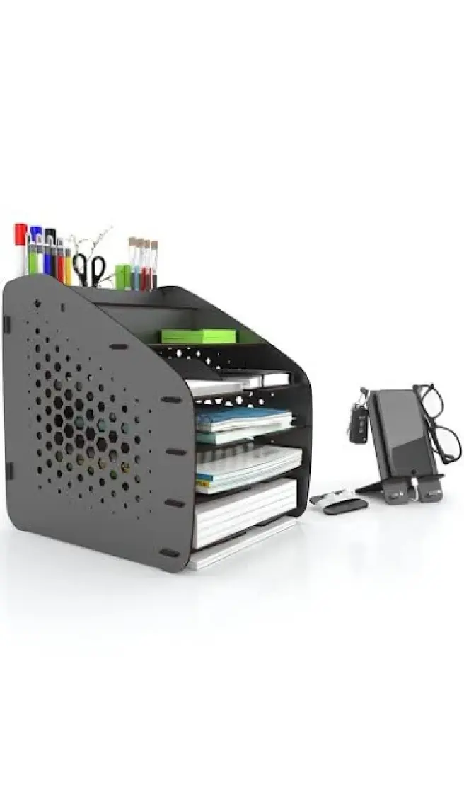 Mingitav Design Otto Fx Large Hexa 6 Renk A4 Evrak Rafı Masaüstü Organizer Siyah