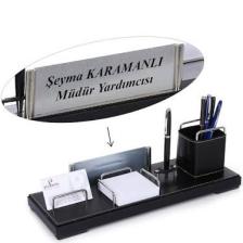 Prozenis Akdeniz Siyah Renk Deri Ofis Masa Üstü İsimlik Seti, Masa İsimliği