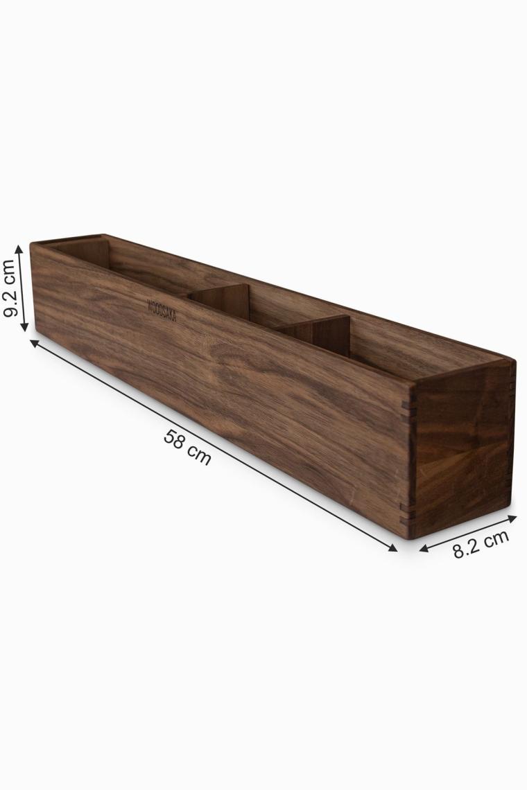 Woodsaka Reka 8 Bölümlü Ayarlanabilir Kalemlik Organizer - Ceviz Ağacından
