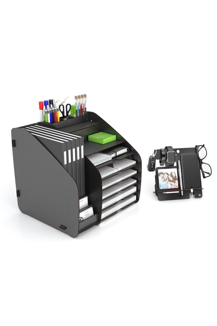 Design Otto Fx XL Hexa A4 Evrak Rafı Masaüstü Organizer Siyah