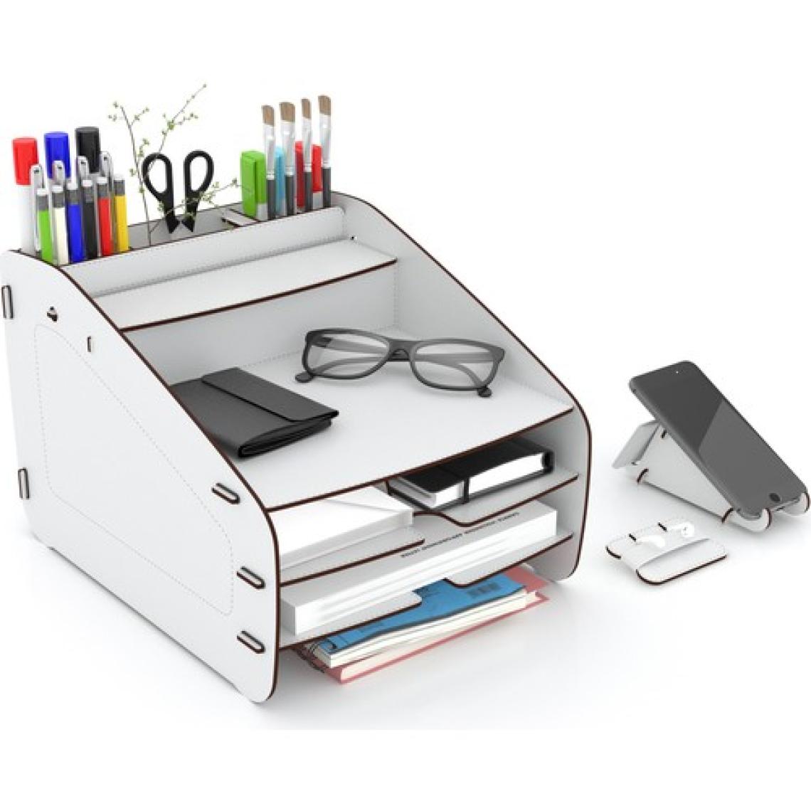 Design OTTO Medium Modest - 6 Renk - A4 Evrak Rafı Masaüstü Organizer Düzenleyici Beyaz