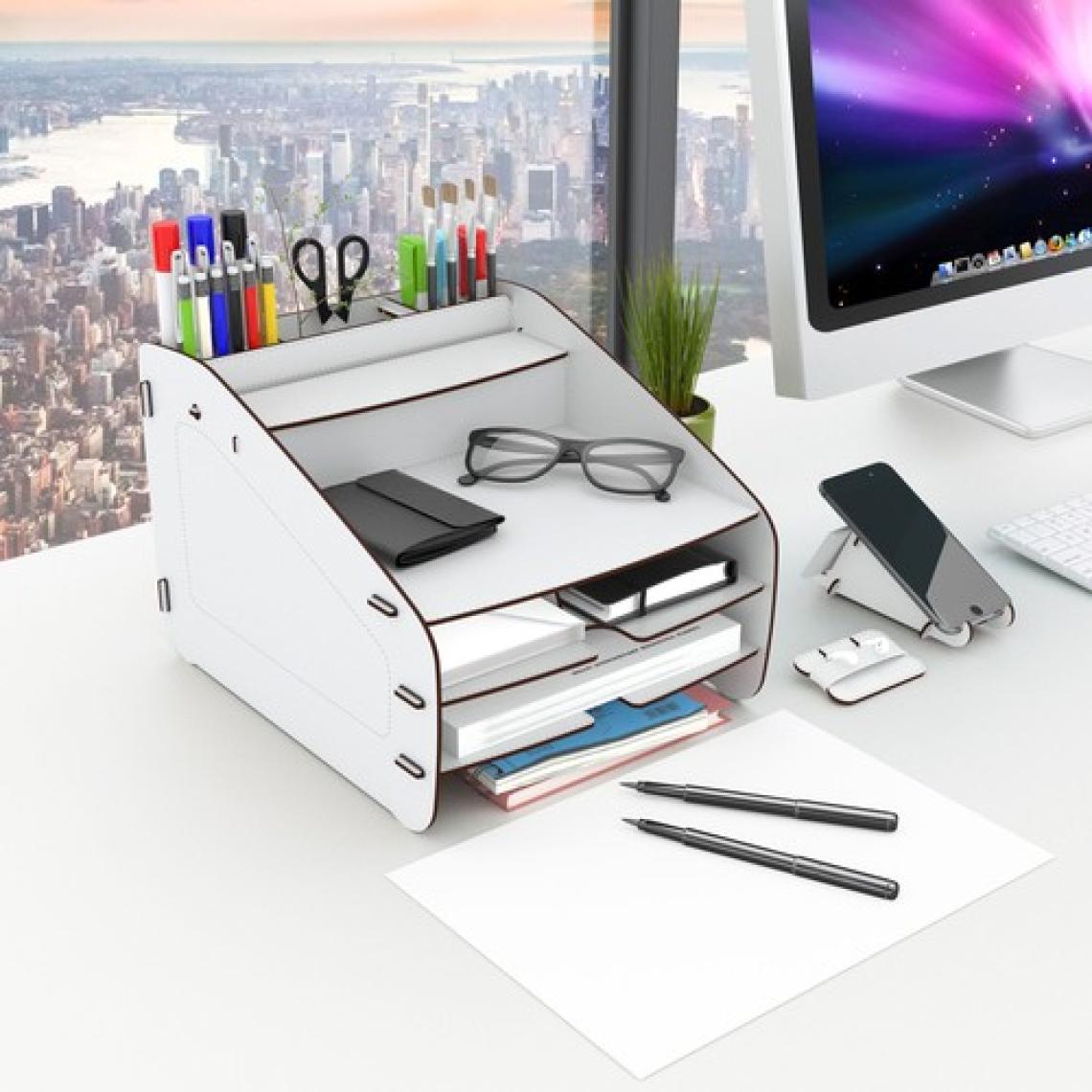 Design OTTO Medium Modest - 6 Renk - A4 Evrak Rafı Masaüstü Organizer Düzenleyici Beyaz