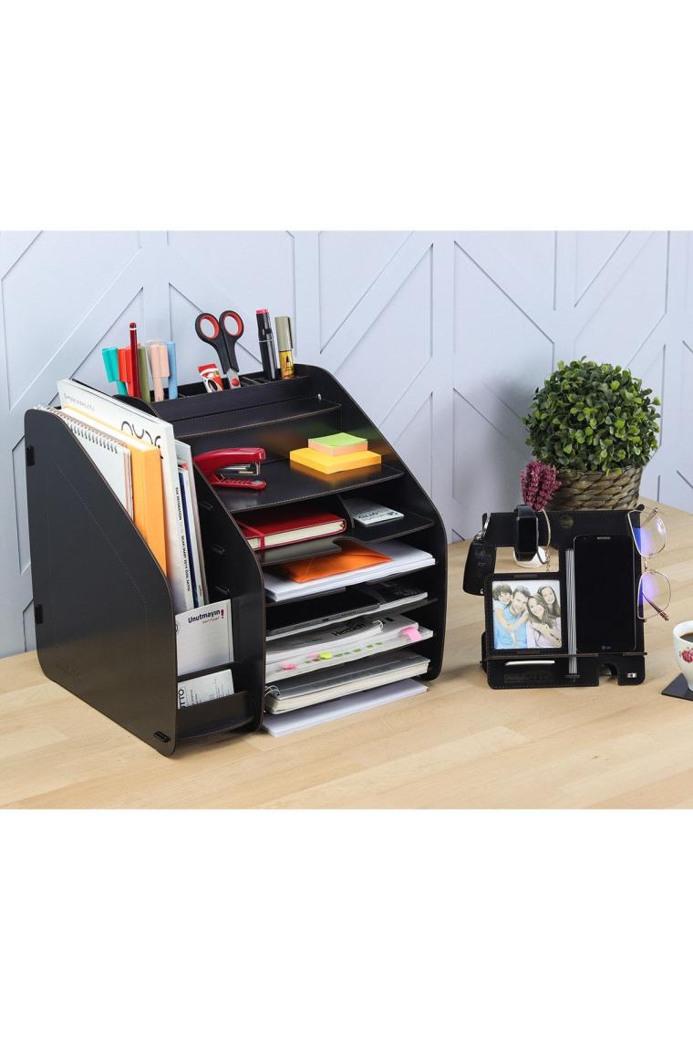Design Otto Fx XL Hexa A4 Evrak Rafı Masaüstü Organizer Siyah