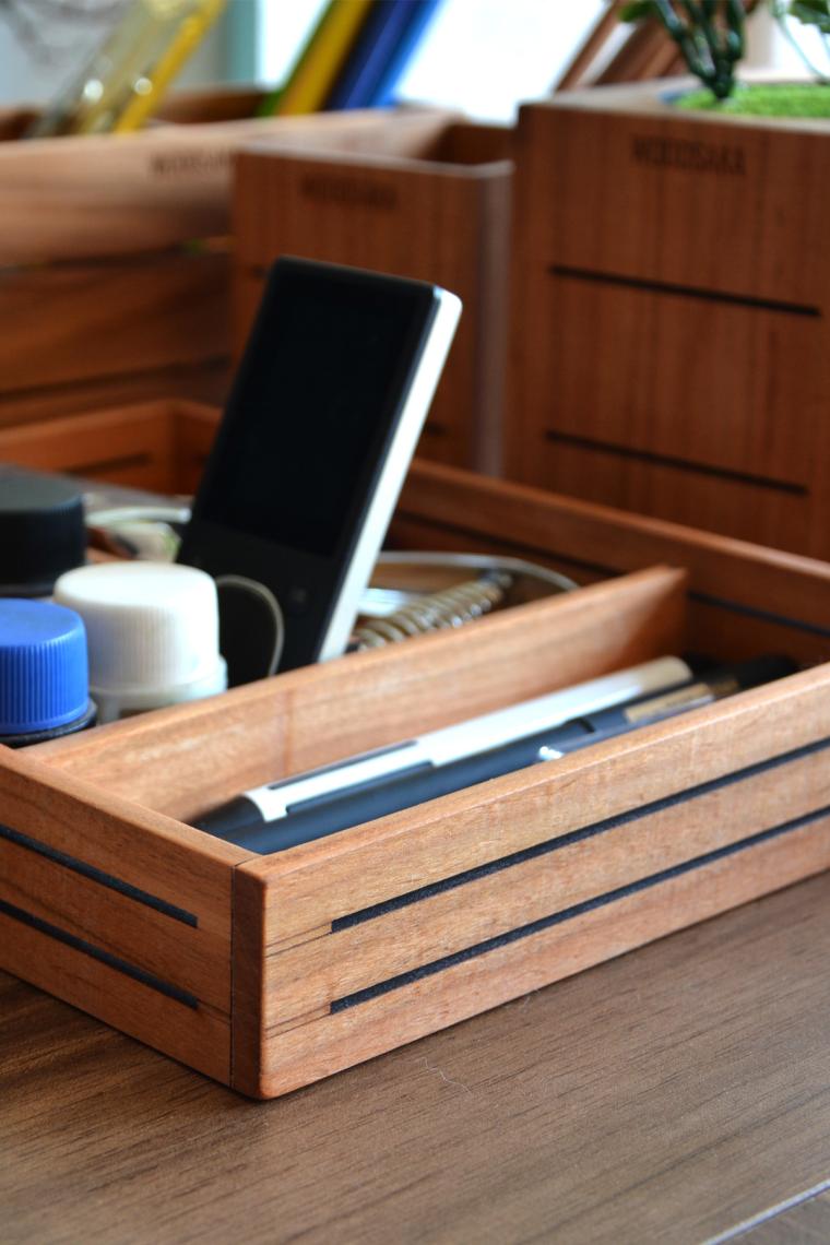 Woodsaka 3Line Sade Organizer & Aksesuar Kutusu - Kiraz Ağacından