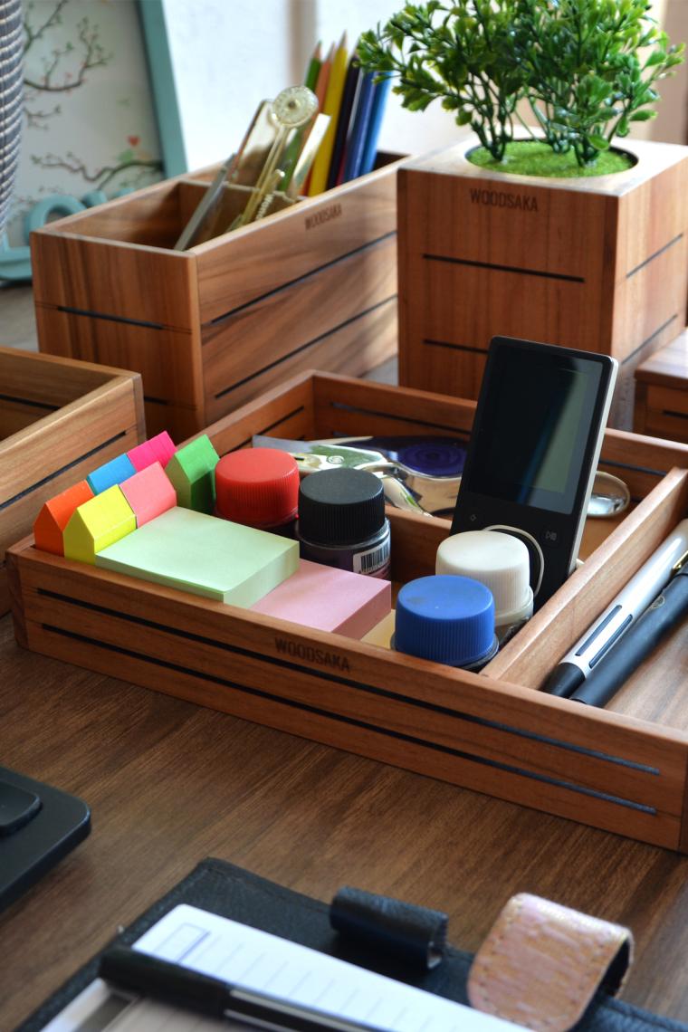 Woodsaka 3Line Sade Organizer & Aksesuar Kutusu - Kiraz Ağacından