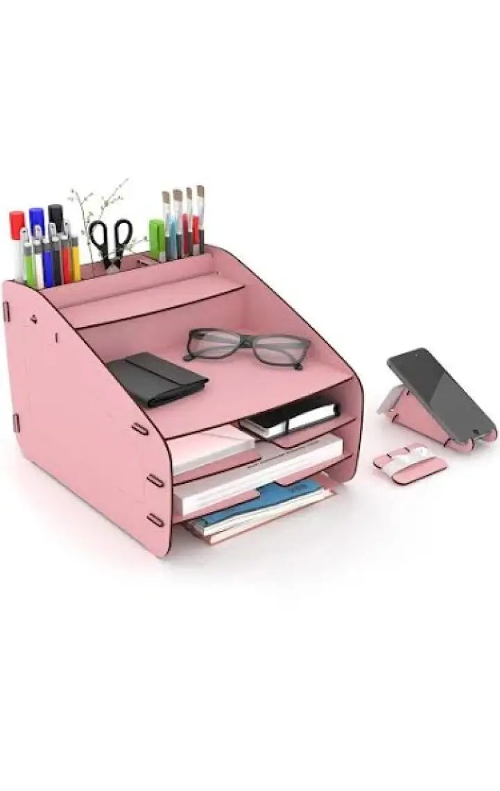 Design OTTO Medium Modest - 6 Renk - A4 Evrak Rafı Masaüstü Organizer Düzenleyici Pembe