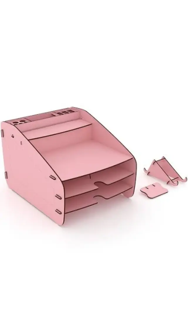 Design OTTO Medium Modest - 6 Renk - A4 Evrak Rafı Masaüstü Organizer Düzenleyici Pembe