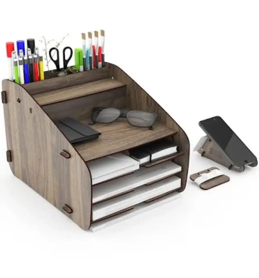 Design OTTO Medium Modest - 6 Renk - A4 Evrak Rafı Masaüstü Organizer Düzenleyici Pembe