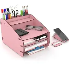 Design OTTO Medium Modest - 6 Renk - A4 Evrak Rafı Masaüstü Organizer Düzenleyici Pembe