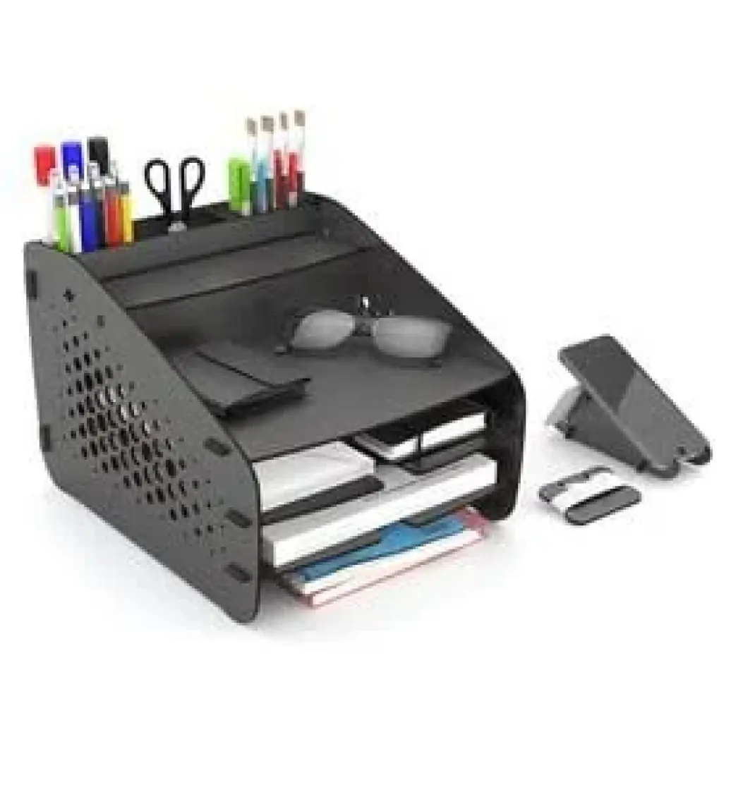 Design OTTO Medium Hexa - 6 Renk - A4 Evrak Rafı Masaüstü Organizer Düzenleyici Siyah