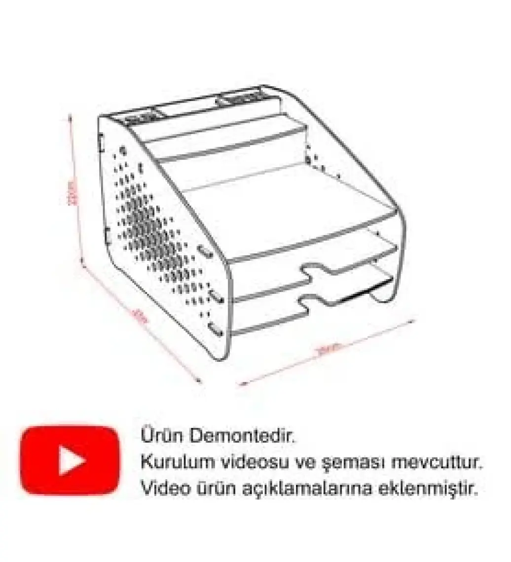 Design OTTO Medium Hexa - 6 Renk - A4 Evrak Rafı Masaüstü Organizer Düzenleyici Siyah